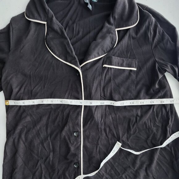 Cynthia Rowley Sleepwear Black and White Pinstripe Button Down Pajama Nightgown - Picture 4 of 5